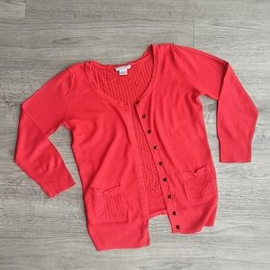 H&M Red Scallop Detail Cardigan w/ Front Pockets